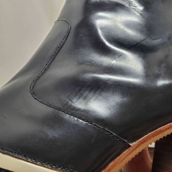 Diane von Furstenberg Women's Black Round-Toes Leather Colorblock Pattern Boots - Picture 11 of 16